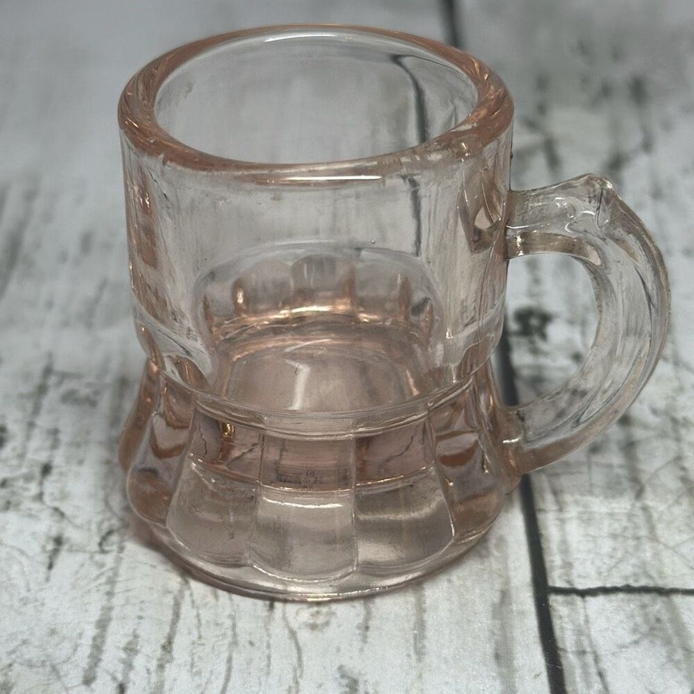 Vintage Pink Depression Glass Miniature Beer Mugs Shot‎ Glass